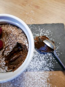 Chokladfondant på sked