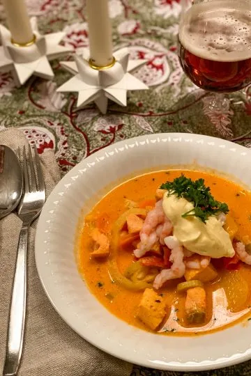 Safransduftende fiskesuppe