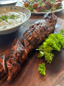 Helgrillad fläskfilé närbild